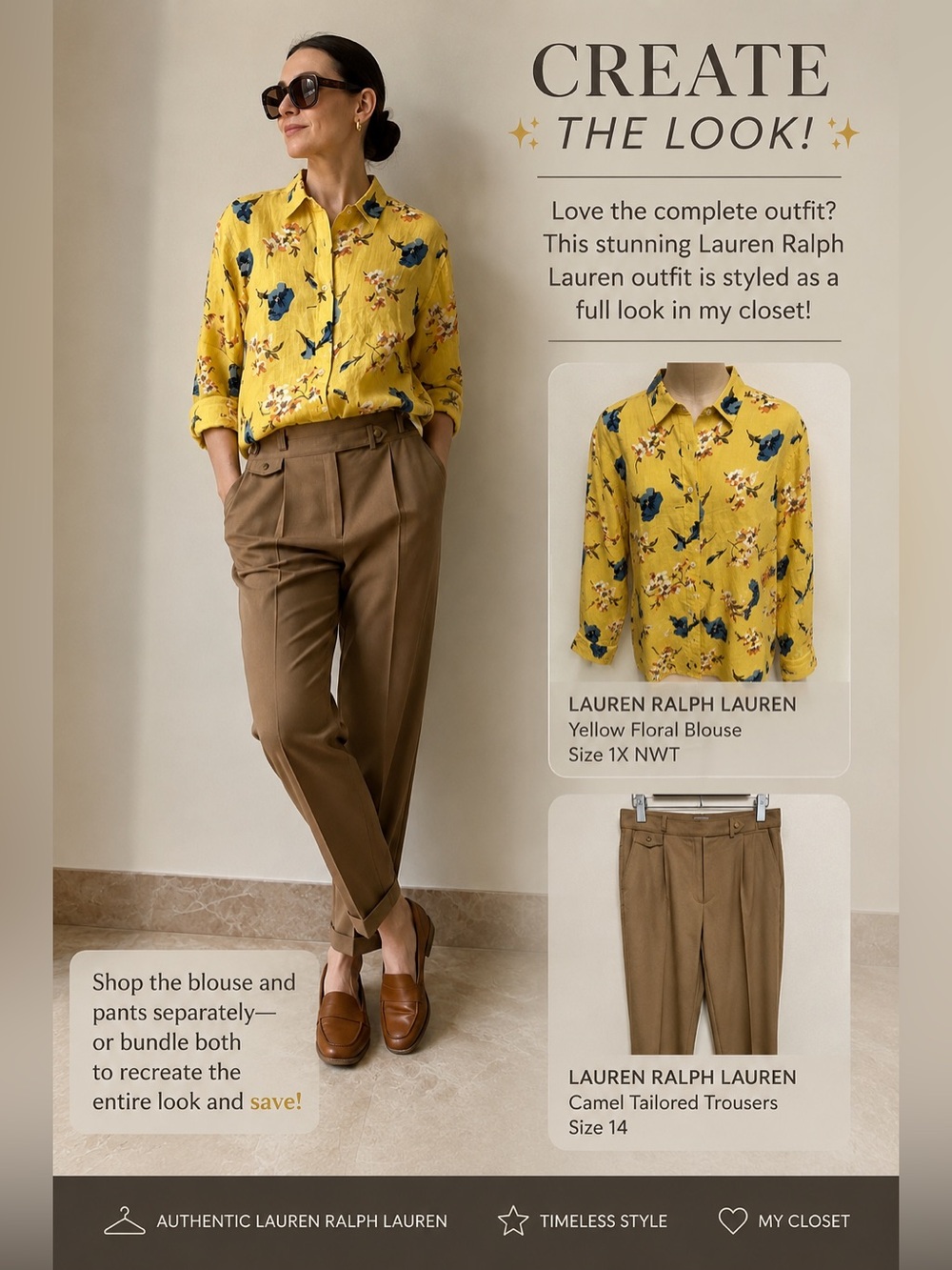 Lauren Ralph Lauren Yellow Floral Blouse 
Size-1X NWT
100 %linen